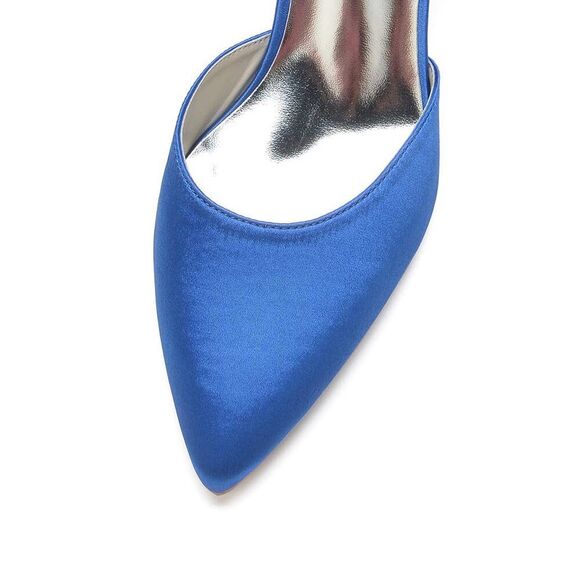 Women\'s Pointed Toe Pearl Wedding Shoes For Bride Low Heels Satin Heels With Bo main image 2